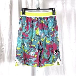 Nike girls dry-fit tropical print athletic shorts XL 278